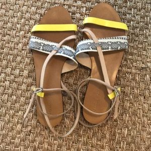 Maiden Lane Yellow and Gray Sandals